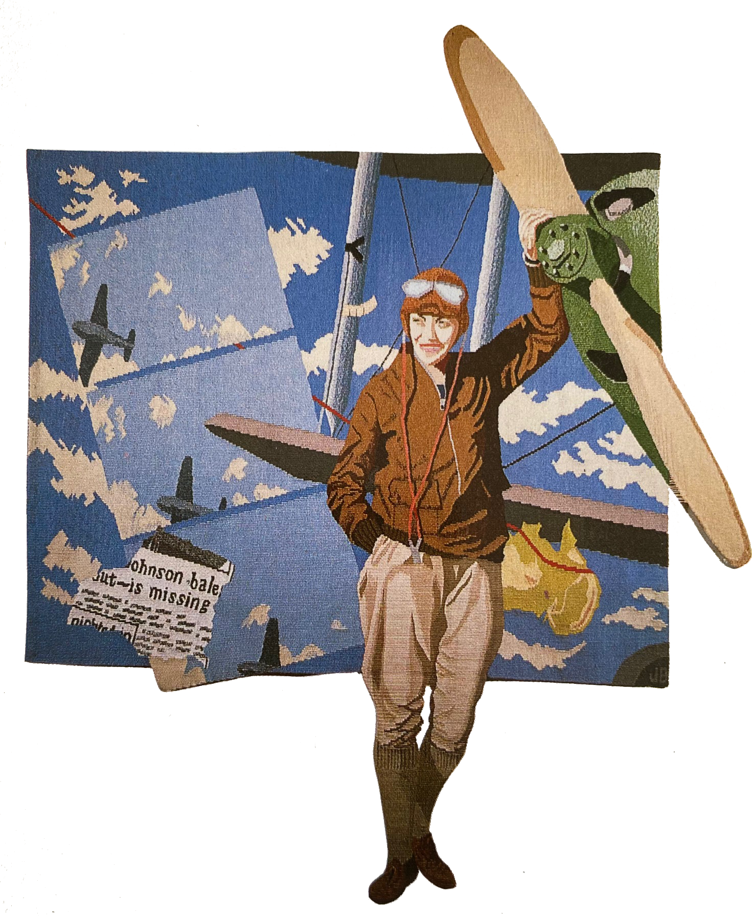 Joanna Buxton's tapestry of Amy Johnson